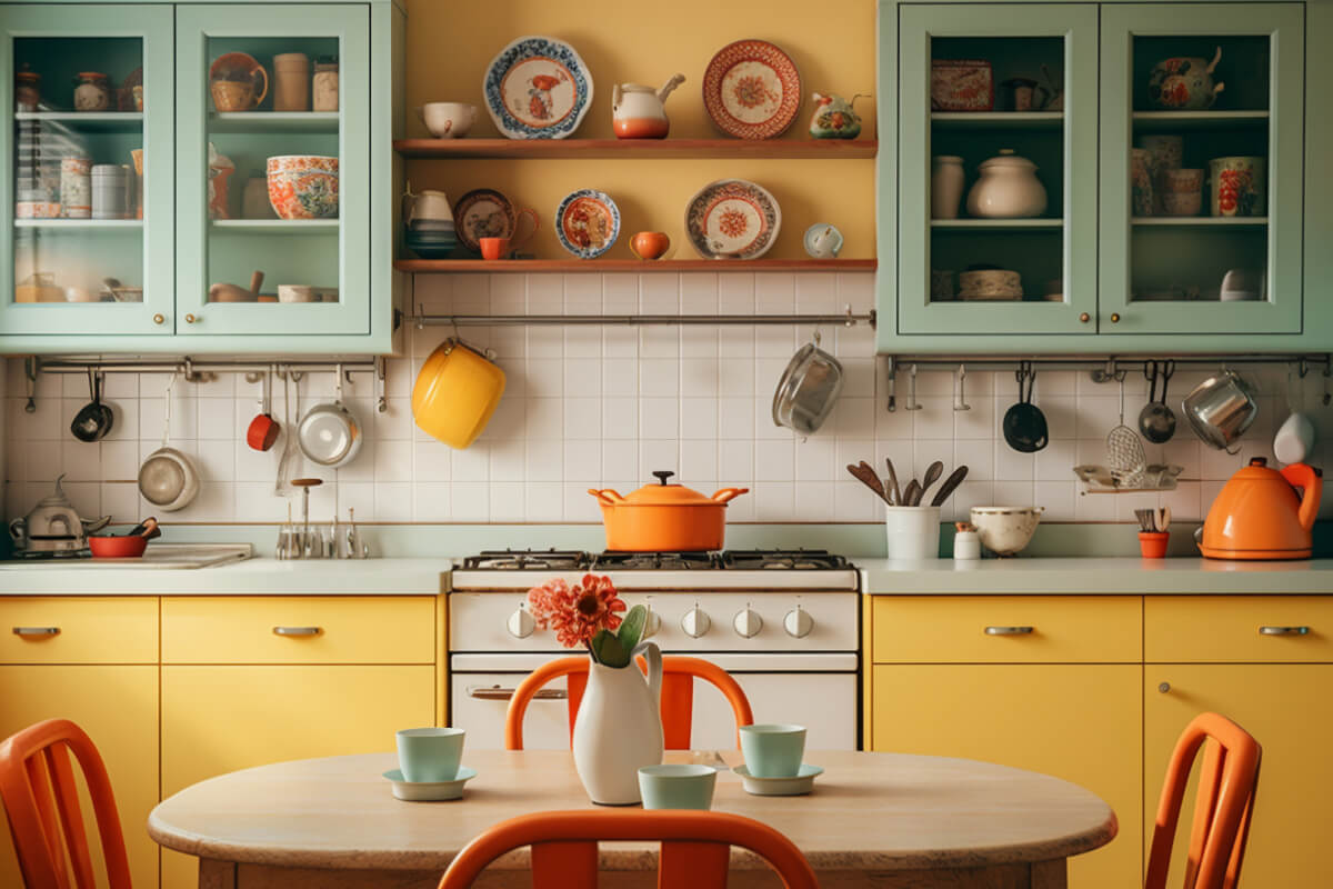 Pastelová jarná paleta farieb v kuchyni