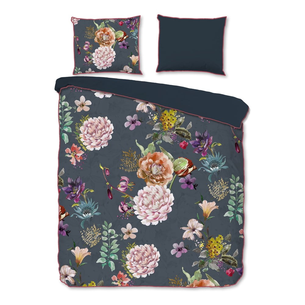 Antracitové obliečky na dvojlôžko/predĺžené z bavlneného saténu 240x220 cm Parma – Descanso