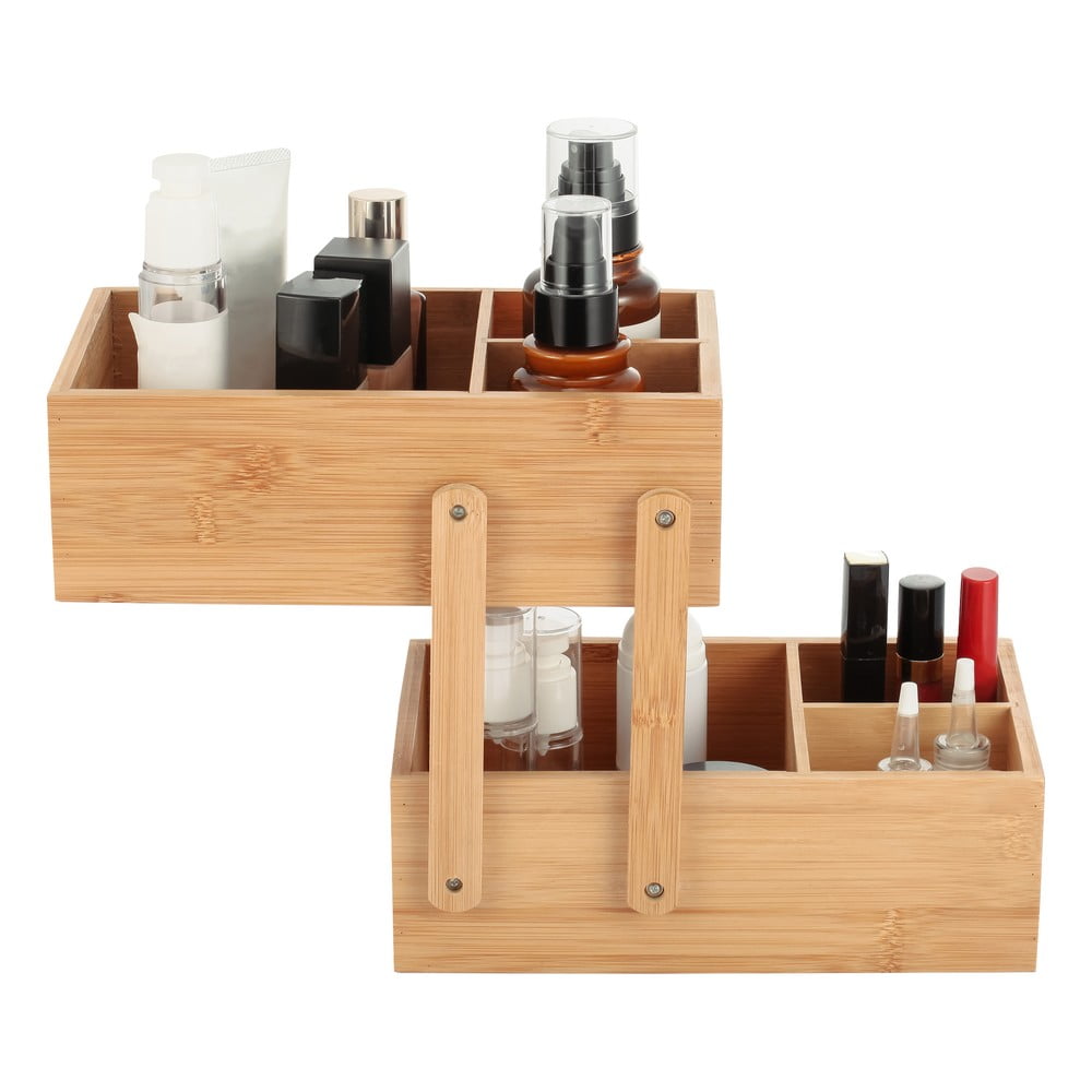 Bambusový kúpeľňový organizér na kozmetiku v prírodnej farbe Isalys – MSV