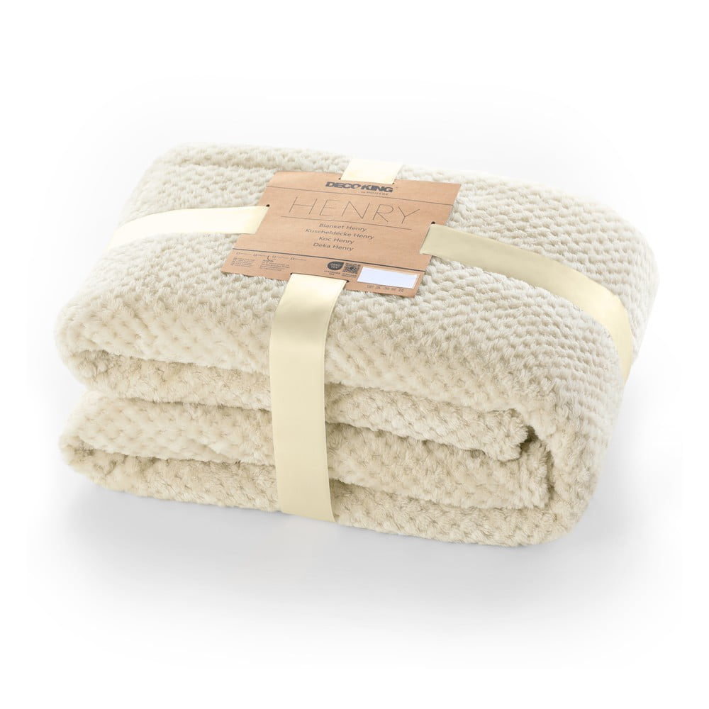 Béžová deka z mikrovlákna DecoKing Henry, 220 × 240 cm