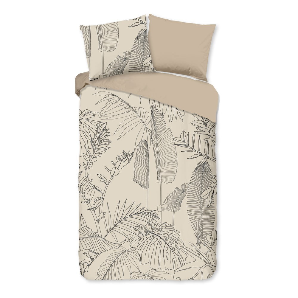 Béžové bavlnené obliečky na jednolôžko/predĺžené 140x220 cm Sym – Good Morning