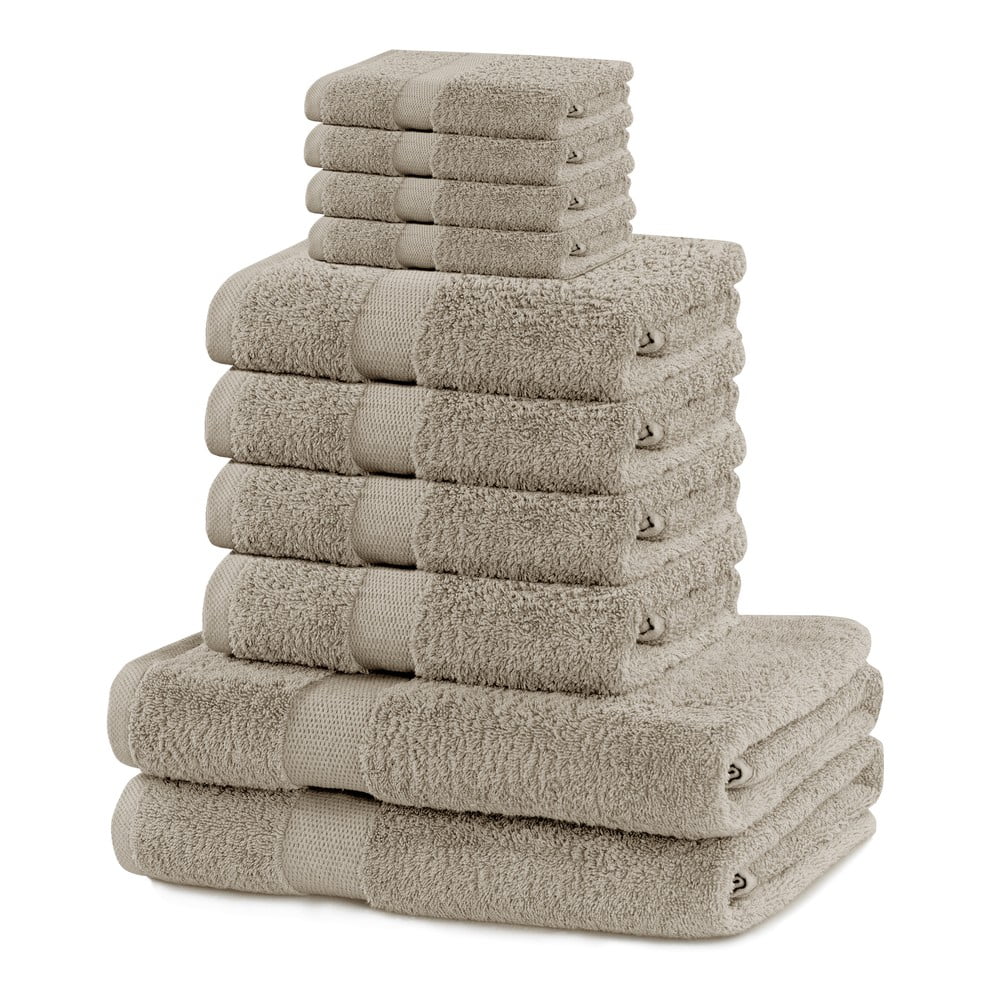 Béžové froté bavlnené uteráky a osušky v súprave 10 ks Marina – DecoKing