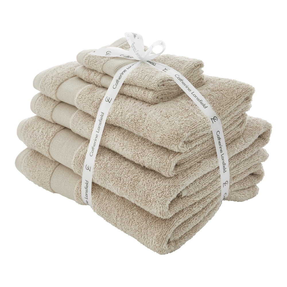 Béžové froté bavlnené uteráky a osušky v súprave 6 ks Anti–Bacterial – Catherine Lansfield