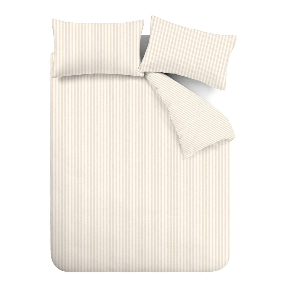 Béžové/krémovobiele flanelové obliečky na dvojlôžko 200x200 cm – Catherine Lansfield