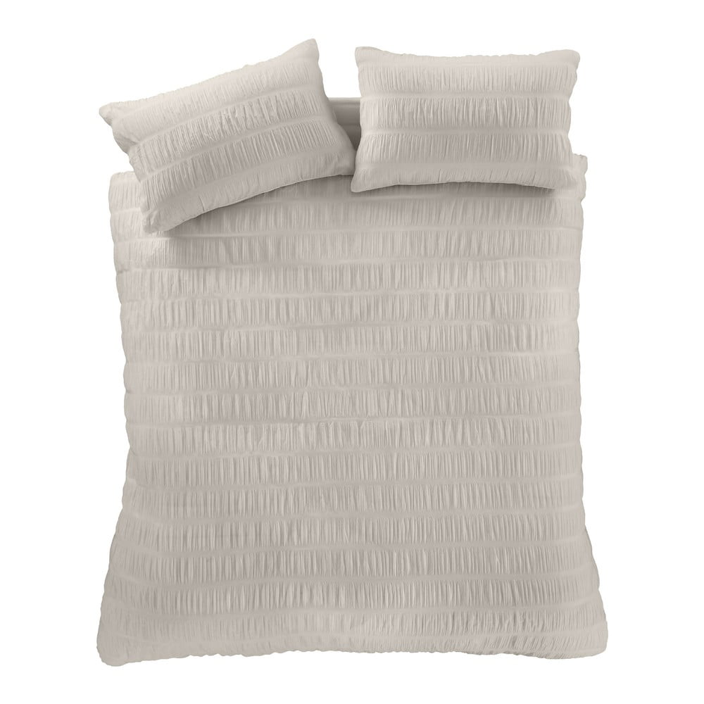 Béžové krepové obliečky na dvojlôžko/predĺžené 230x220 cm Seersucker – Catherine Lansfield