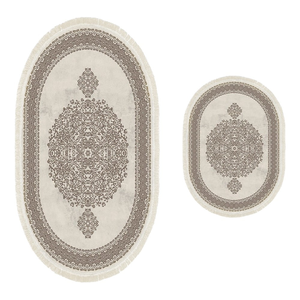 Béžové kúpeľňové predložky v súprave 2 ks - Foutastic