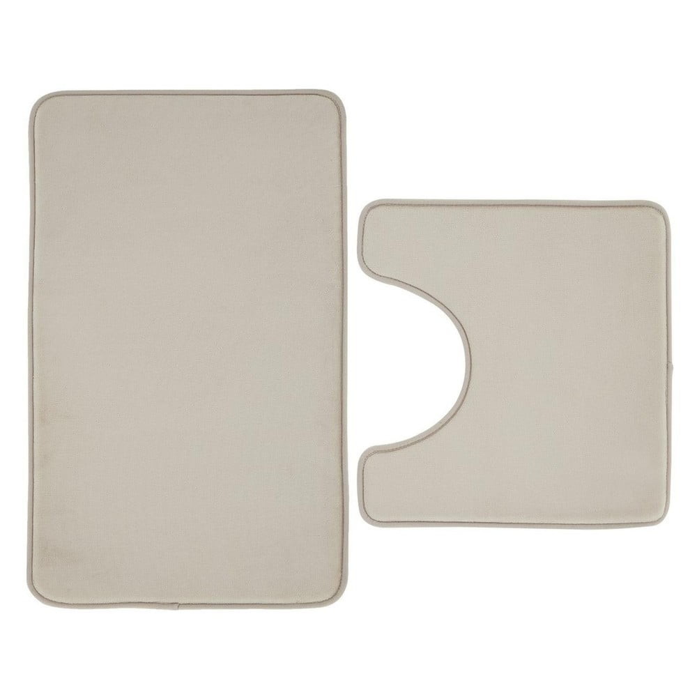 Béžové WC kúpeľňové predložky z pamäťovej peny v súprave 2 ks 50x80 cm Anti-Bacterial – Catherine Lansfield