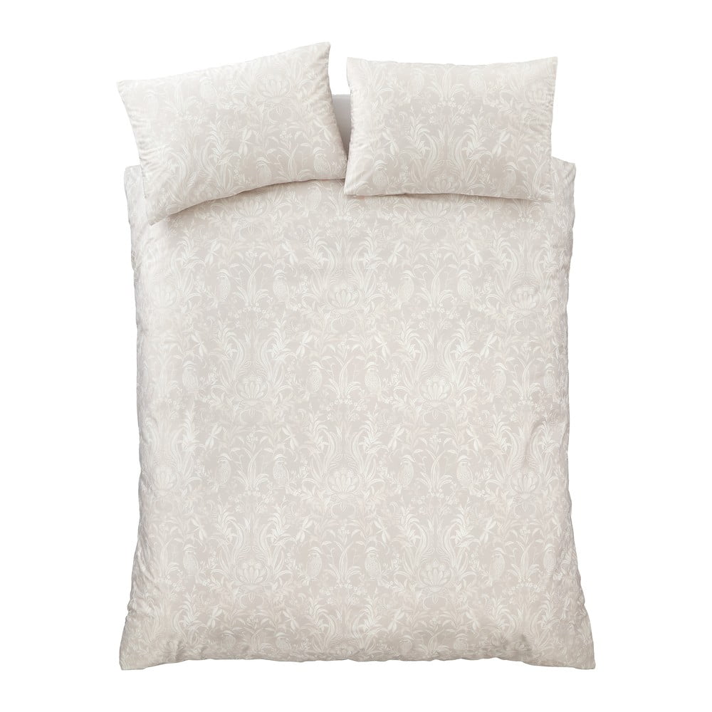 Béžové zamatové obliečky na dvojlôžko 200x200 cm Bridgerton Regal Birds – Catherine Lansfield