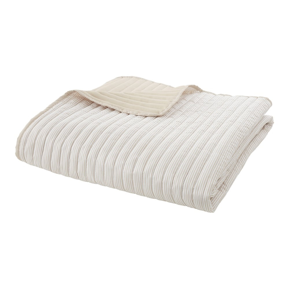 Béžový prešívaný pléd 220x230 cm Stripe – Catherine Lansfield