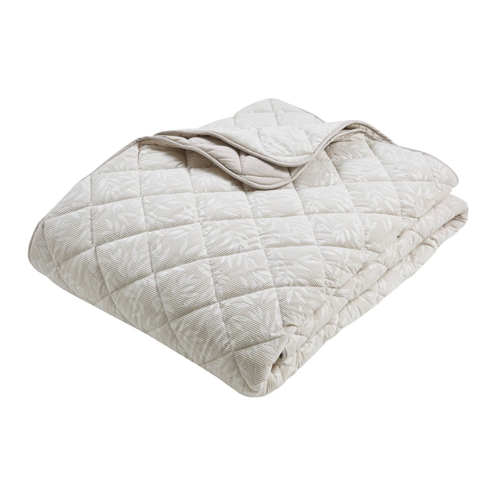 Béžový prešívaný pléd 240x260 cm Corded Leaves – Catherine Lansfield