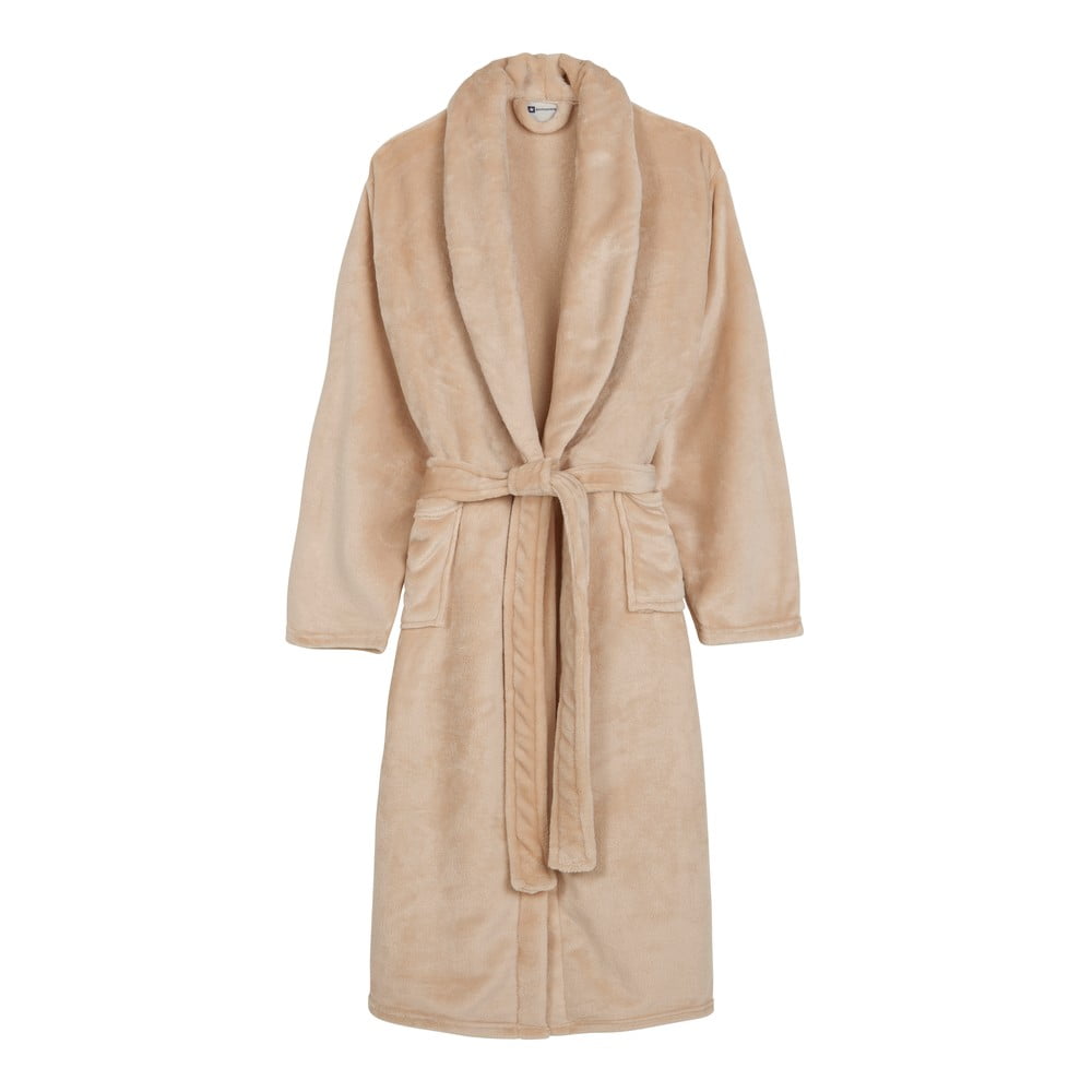 Béžový župan z mikroplyšu veľkosť M/L Polyvelvet – Good Morning