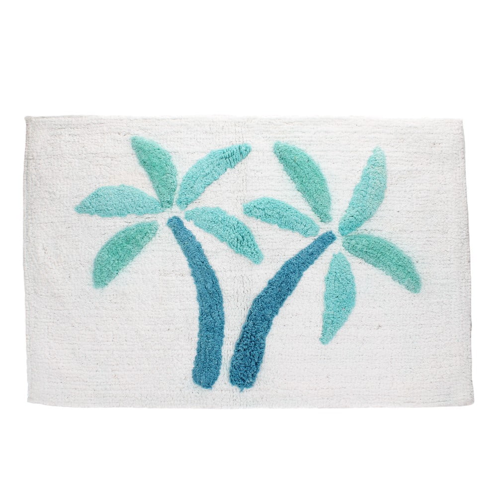 Biela/modrá kúpeľňová predložka 50x80 cm Palm Trees – Rex London