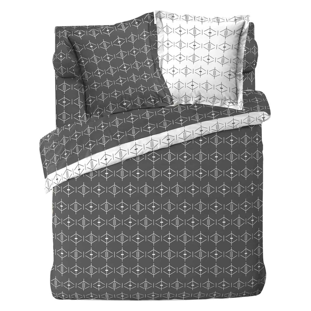 Biela/tmavosivá bavlnená obliečka na perinu na dvojlôžko/predĺžená 240x220 cm Aristide – douceur d'intérieur