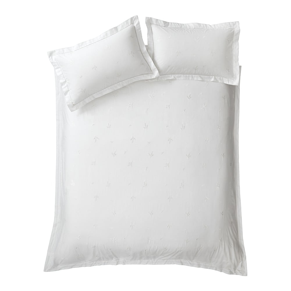 Biele bavlnené obliečky na dvojlôžko 200x200 cm Lottie Floral Embroidery – Bianca