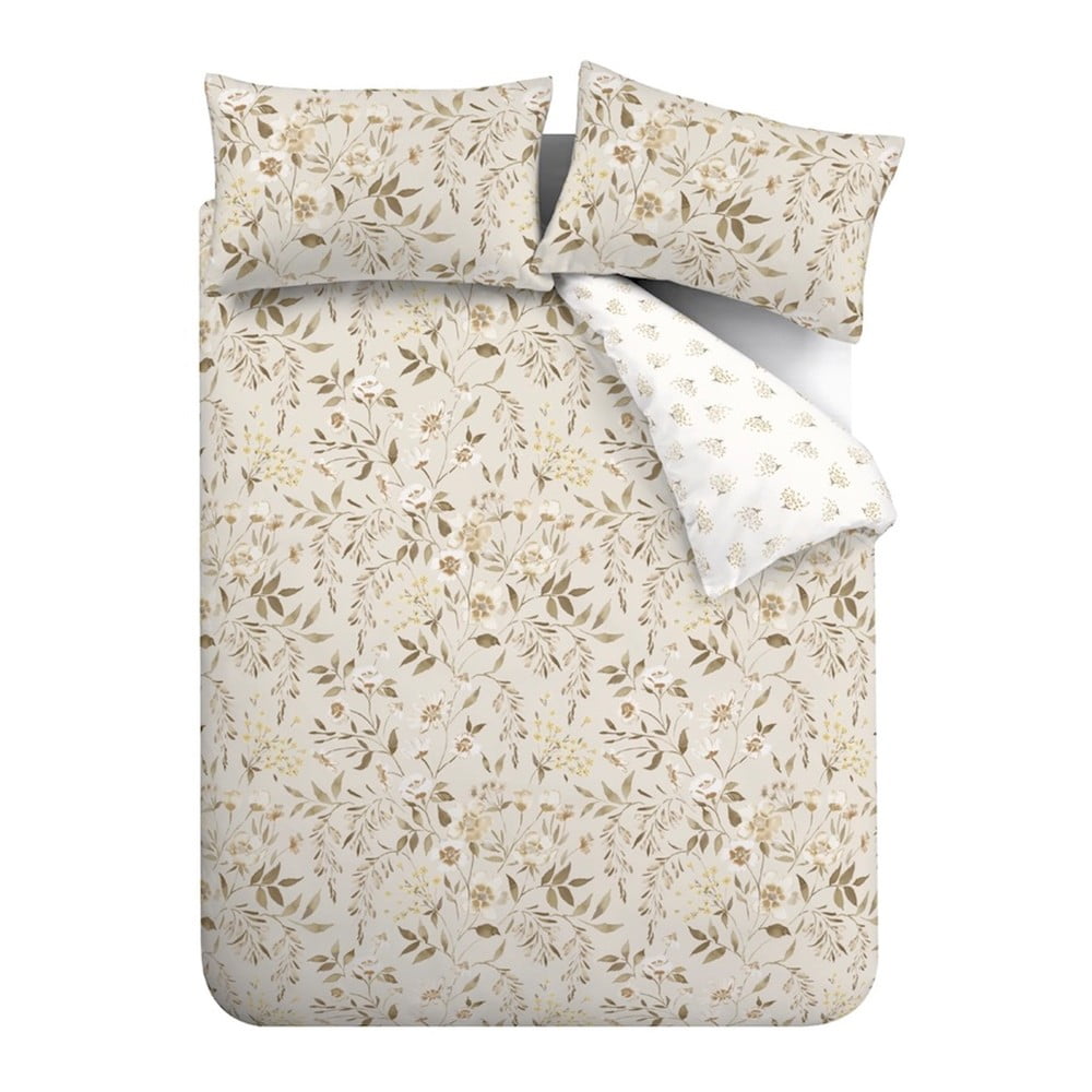 Biele/béžové obliečky na dvojlôžko 200x200 cm Isadora Floral – Catherine Lansfield