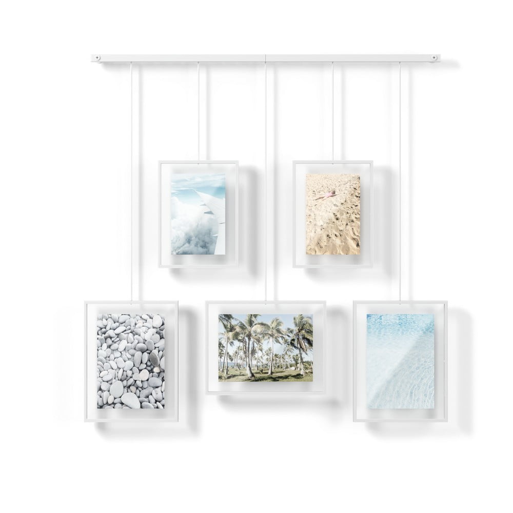 Biele kovové rámčeky na stenu v súprave 5 ks 66x69 cm Exhibit – Umbra