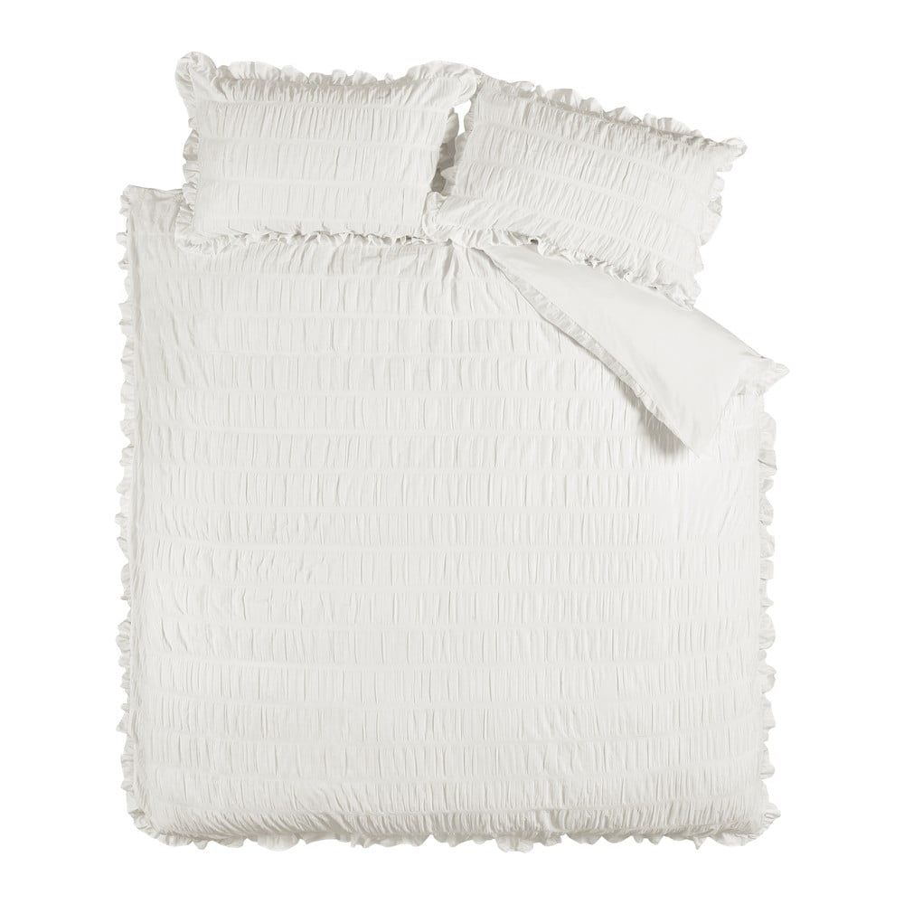 Biele krepové obliečky na dvojlôžko 200x200 cm Seersucker Frill – Catherine Lansfield