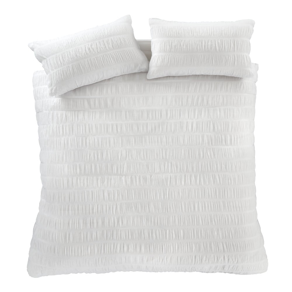 Biele krepové obliečky na dvojlôžko/predĺžené 230x220 cm Seersucker – Catherine Lansfield