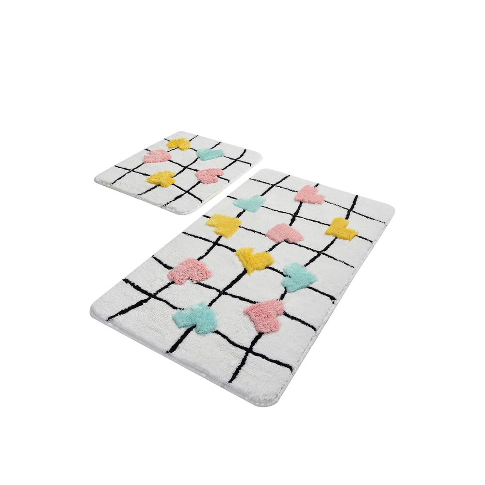 Biele kúpeľňové predložky v súprave 2 ks 60x100 cm My Heart – Foutastic