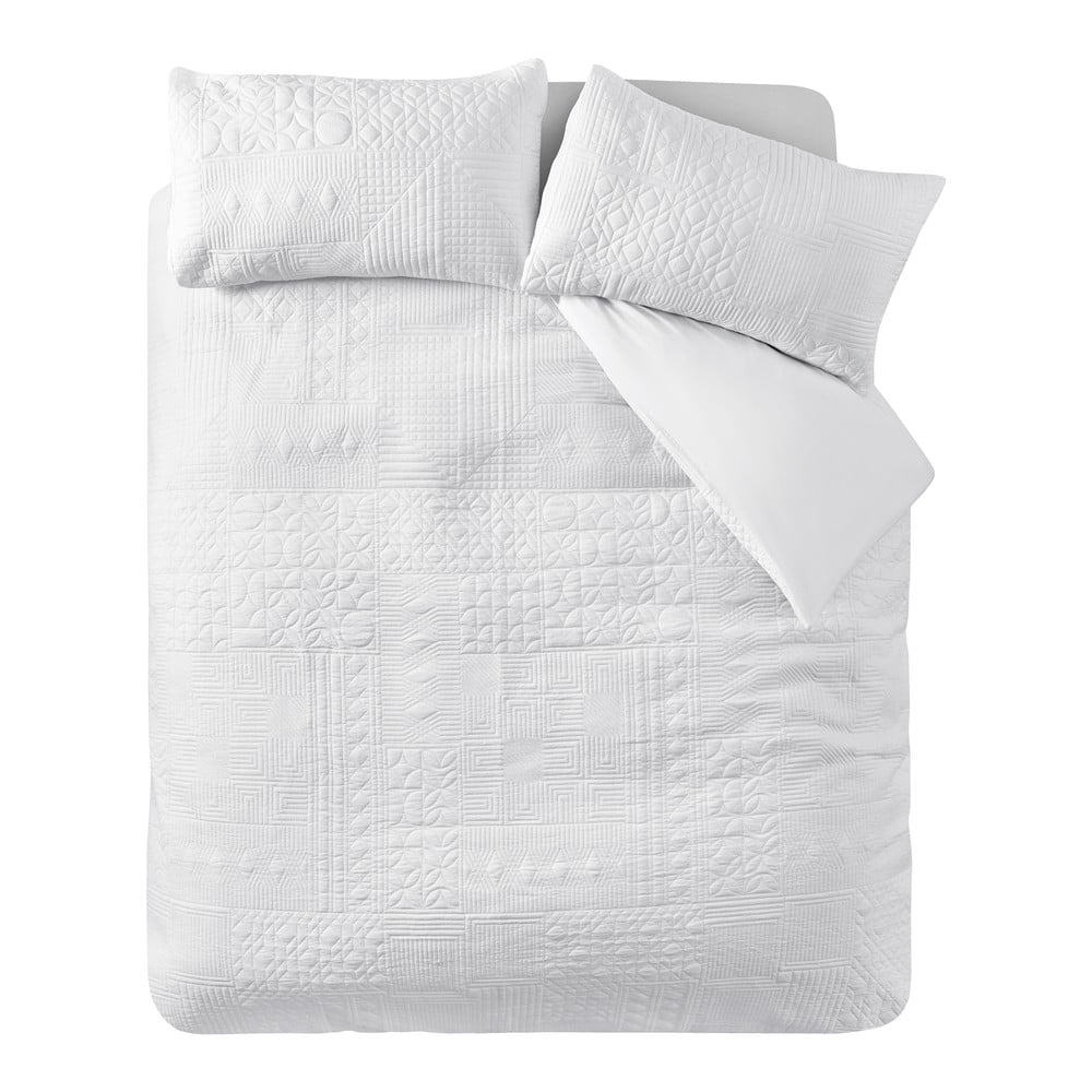 Biele obliečky na dvojlôžko 200x200 cm Folkstone Geo – Catherine Lansfield