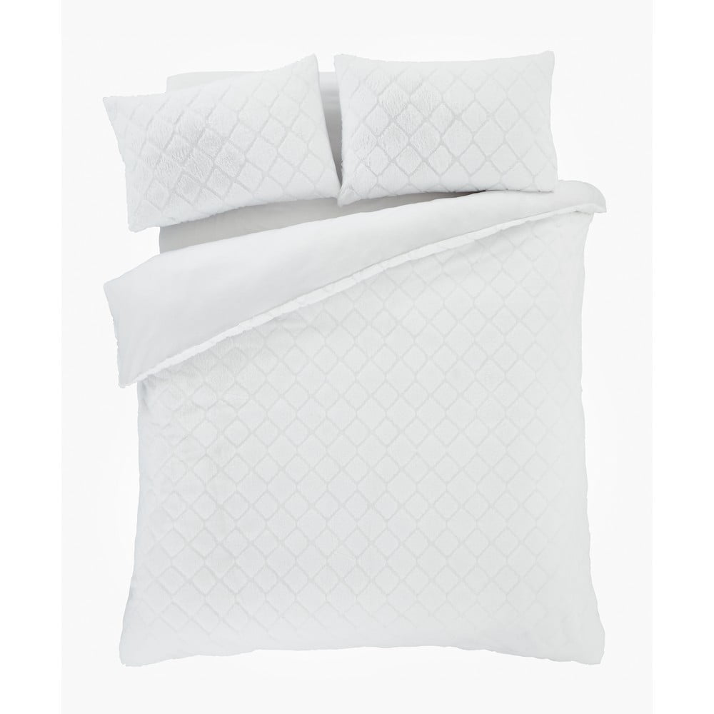 Biele obliečky na jednolôžko z mikroplyšu 135x200 cm Cosy Diamond - Catherine Lansfield