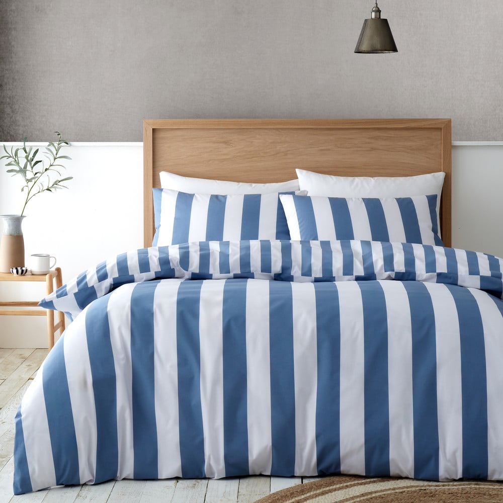 Bielo-modré obliečky na dvojlôžko 200x200 cm Cove Stripe – Catherine Lansfield