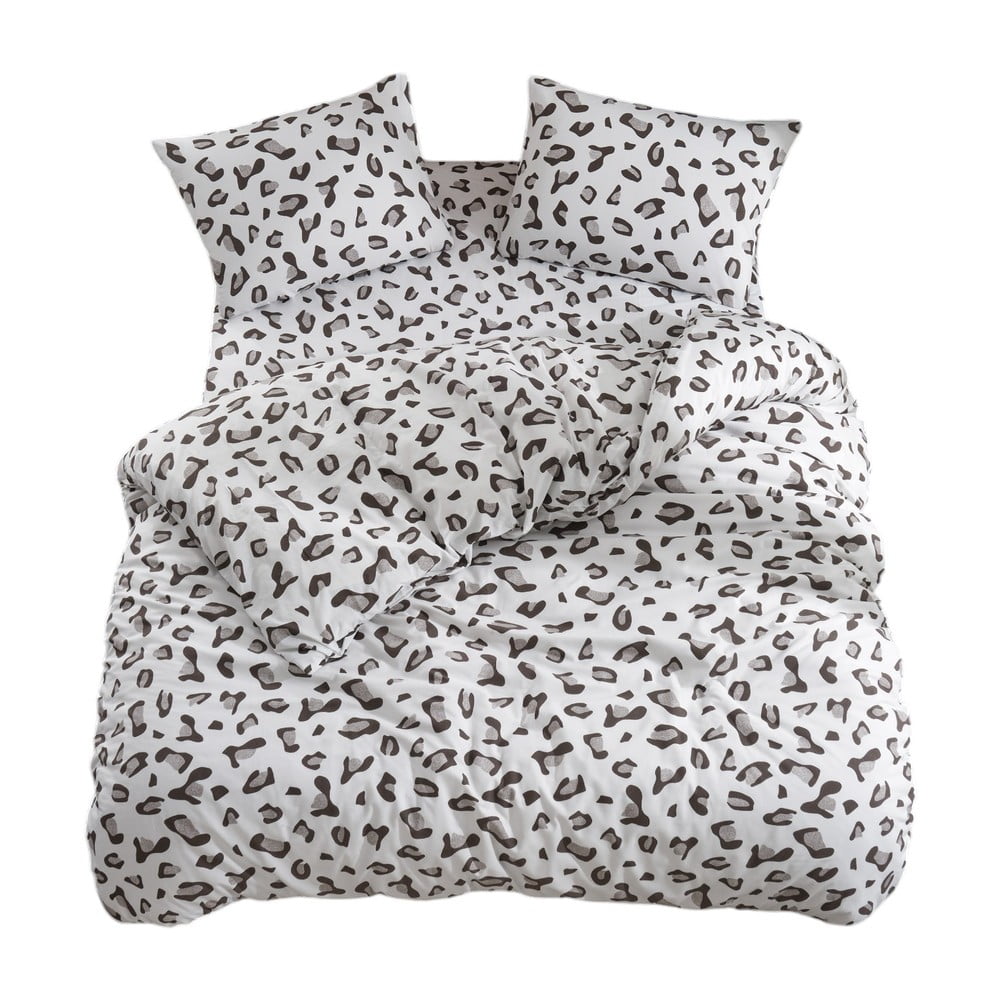 Bielo-sivé obliečky na dvojlôžko/predĺžené s plachtou/4-dielne 200x220 cm Modern – Mila Home