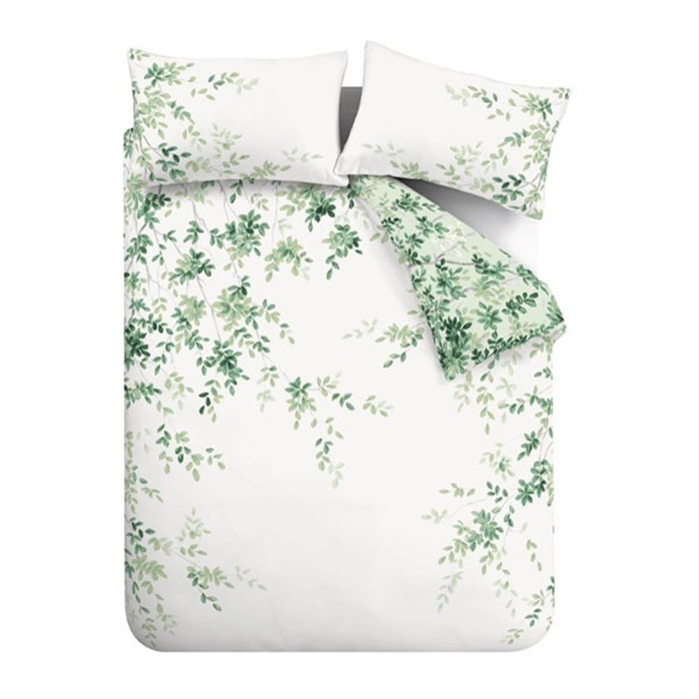 Bielo-zelené bavlnené obliečky na dvojlôžko 200x200 cm Scenic Leaves – RHS