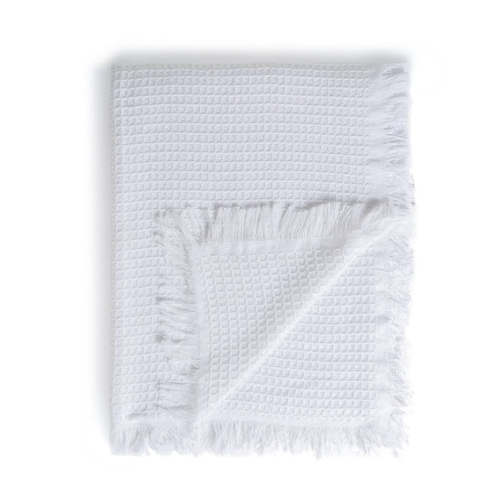 Biely pléd z recyklovanej bavlny 260x280 cm Honeycomb – Ixia