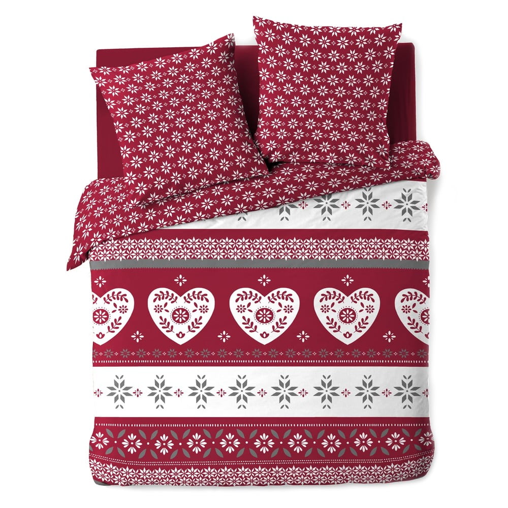 Červené predĺžené bavlnené obliečky na dvojlôžko 240x220 cm Alpage – douceur d'intérieur