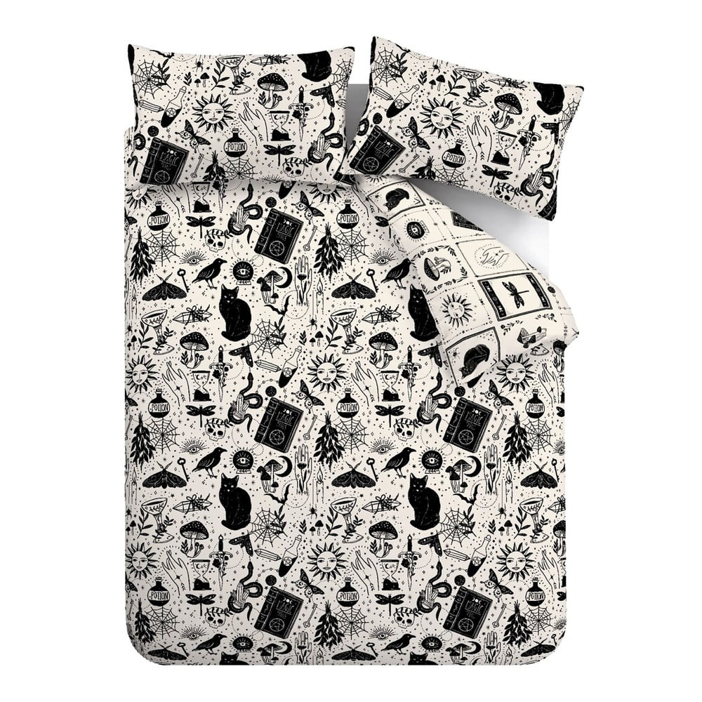 Čierne/béžové obliečky na dvojlôžko 200x200 cm Enchanted Witchcraft – Catherine Lansfield