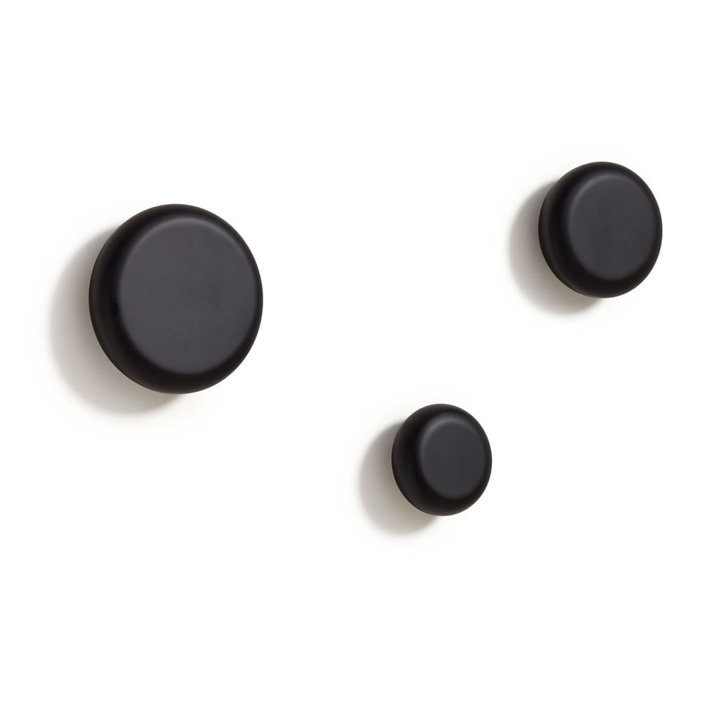 Čierne nástenné drevené háčiky v súprave 3 ks Nadue – Kave Home