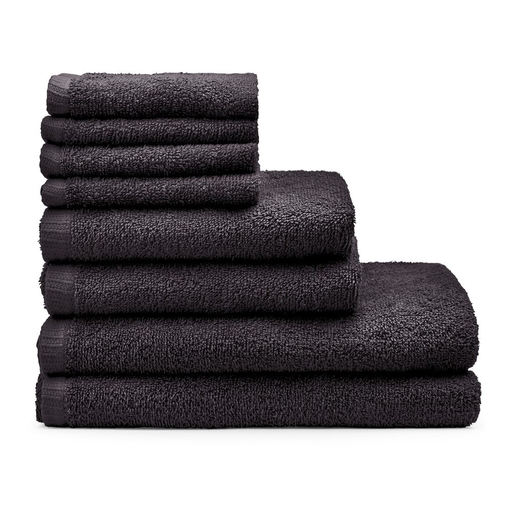 Čierne rýchloschnúce/froté bavlnené uteráky a osušky v súprave 8 ks Quick Dry – Catherine Lansfield