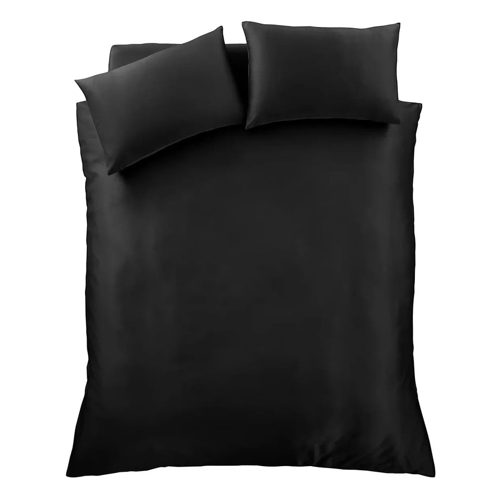 Čierne saténové obliečky na dvojlôžko/predĺžené 230x220 cm Silky Soft – Catherine Lansfield