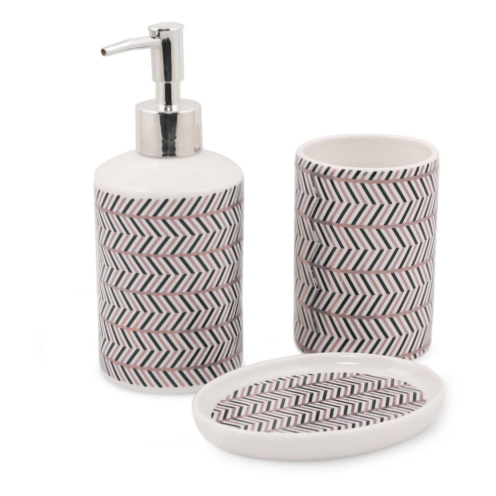 Čiernobiela súprava doplnkov do kúpeľne z polyresinu Lidya - Mioli Decor