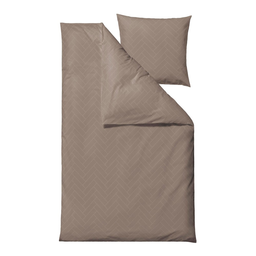 Damaškové obliečky taupe na jednolôžko/predĺžené 140x220 cm Tiles – Södahl