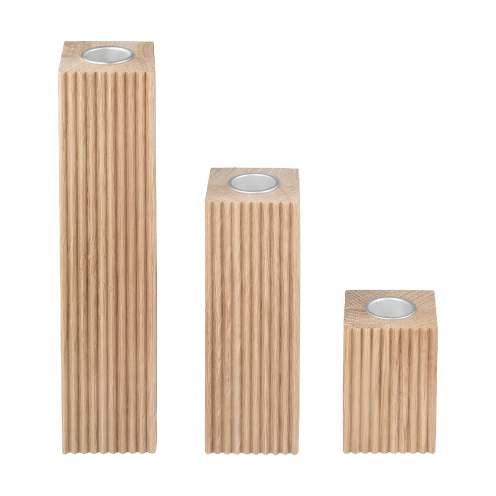 Drevené svietniky v súprave 3 ks Dreva – Blomus