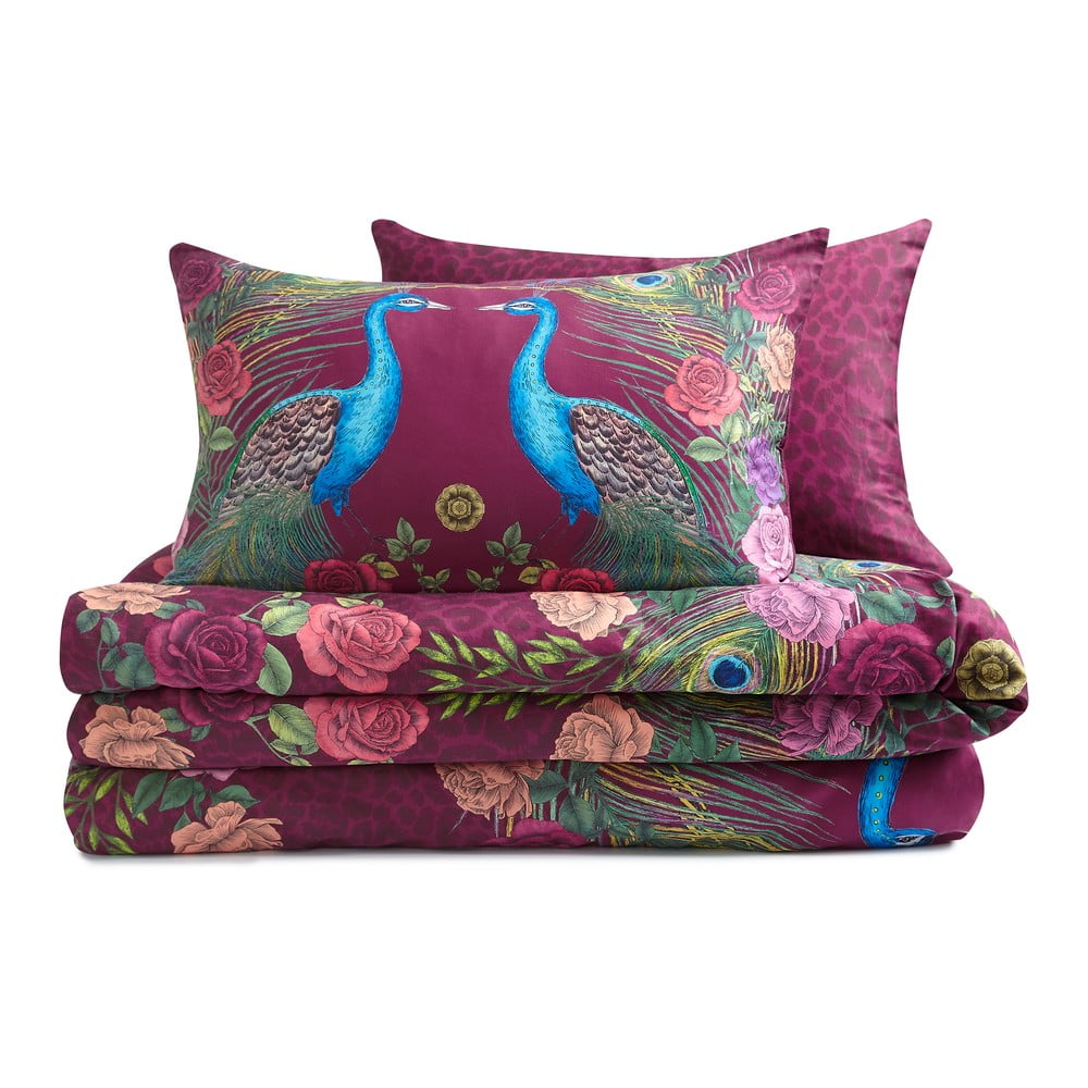 Fialové obliečky na dvojlôžko z bavlneného saténu 200x200 cm Xanadu Peacock – Matthew Williamson