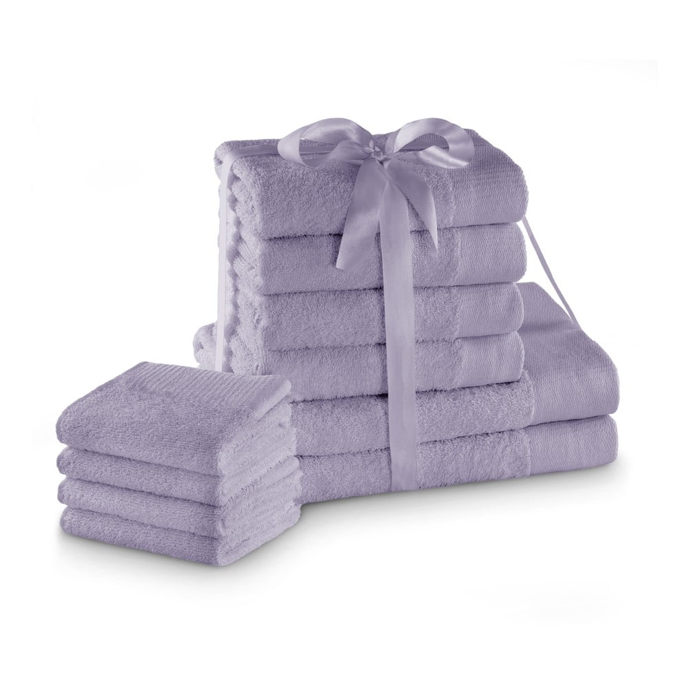 Froté bavlnené uteráky a osušky v súprave 10 ks v levanduľovej farbe Amari – Restilo