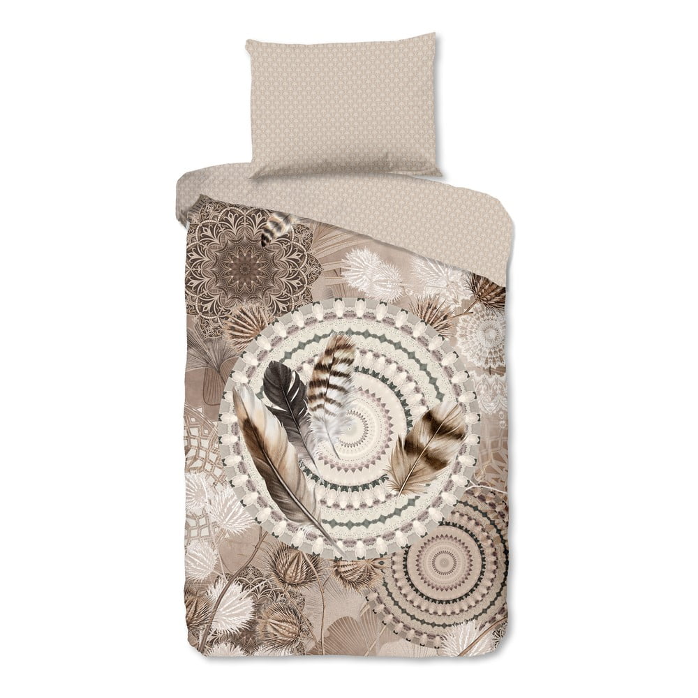 Hnedé flanelové obliečky na jednolôžko 140x200 cm Ringhda – HIP