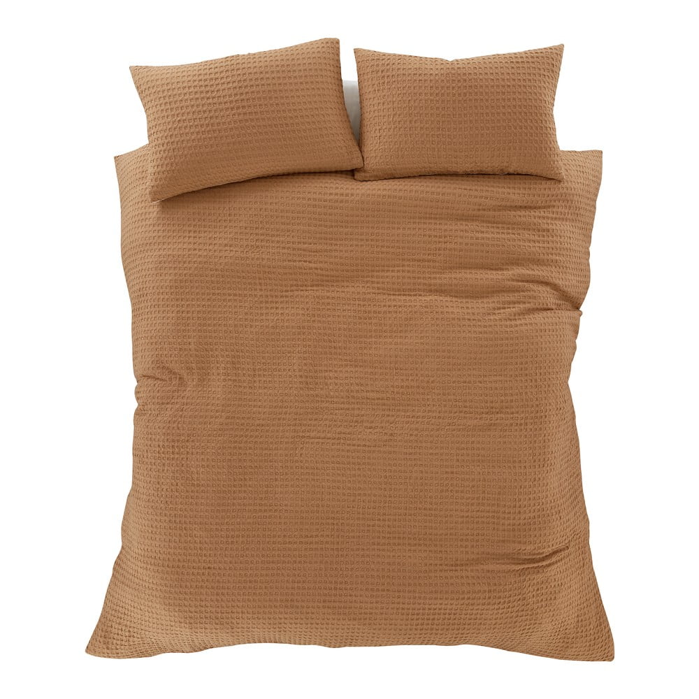 Hnedé obliečky na dvojlôžko 200x200 cm Muscat Waffle – Pineapple Elephant