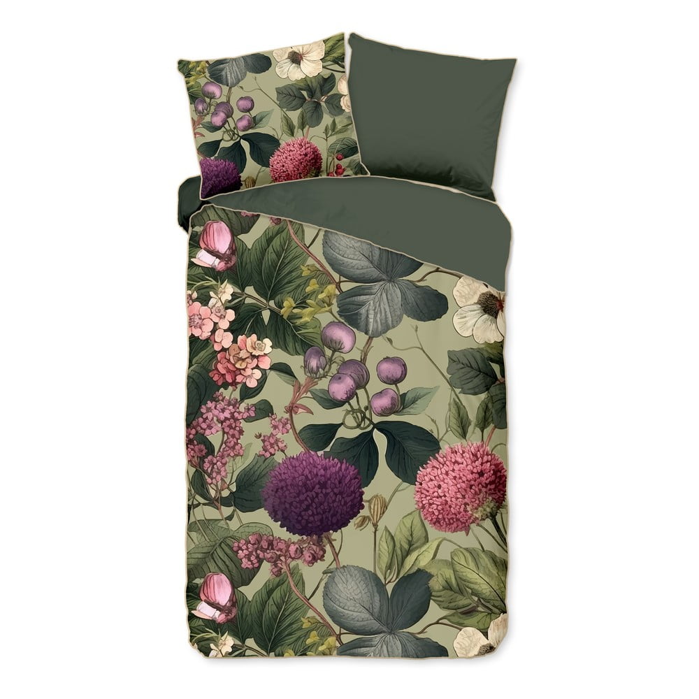 Kaki obliečky na jednolôžko/predĺžené z bavlneného saténu 140x220 cm Onaz – Descanso