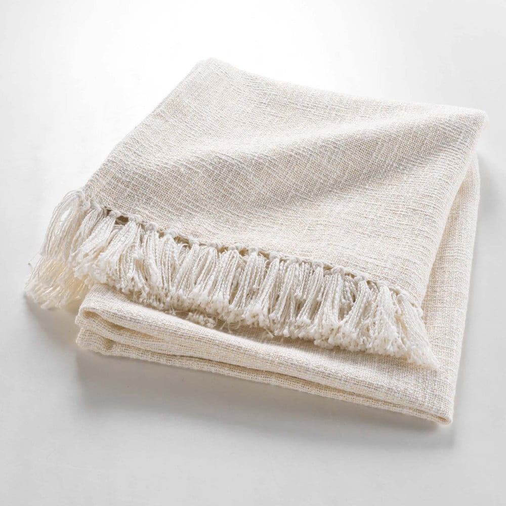 Krémová deka s prímesou bavlny 125x150 cm Ziggy – douceur d'intérieur