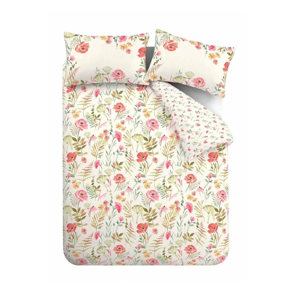 Krémové obliečky na dvojlôžko/predĺžené 230x220 cm Ella Poppy – Catherine Lansfield