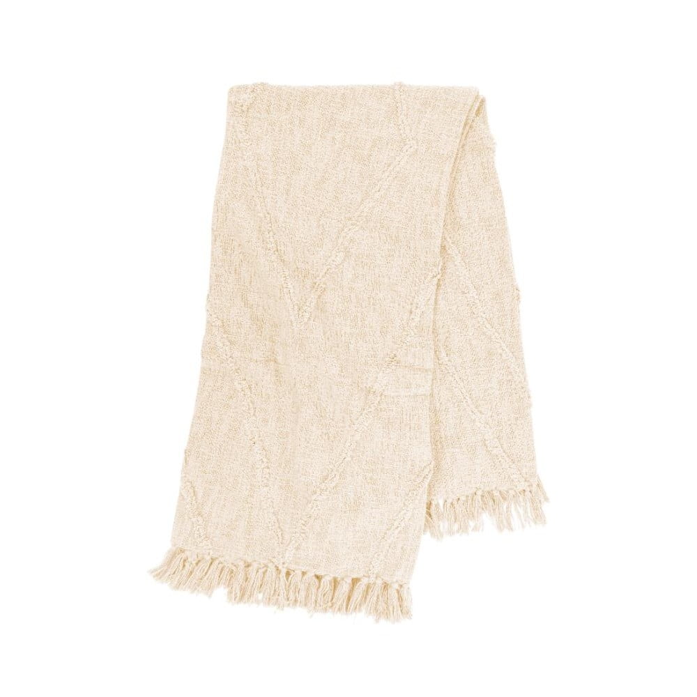 Krémovobiela bavlnená prikrývka na dvojlôžko 250x260 cm Sahara - Tiseco Home Studio