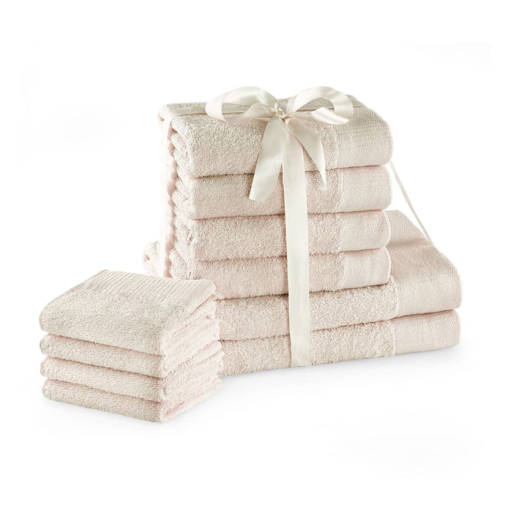 Krémovobiele froté bavlnené uteráky a osušky v súprave 10 ks Amari – Restilo