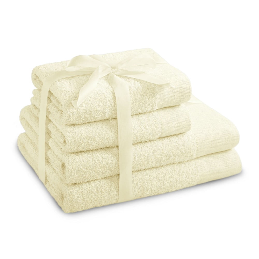 Krémovobiele froté bavlnené uteráky a osušky v súprave 4 ks Amari – Restilo