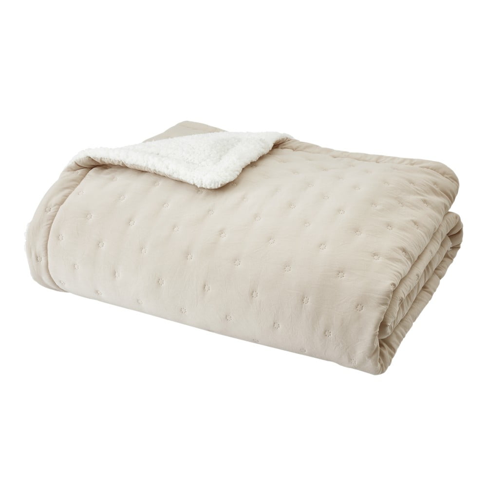 Krémový prešívaný pléd s baránkom 220x230 cm Cosy Nori – Catherine Lansfield
