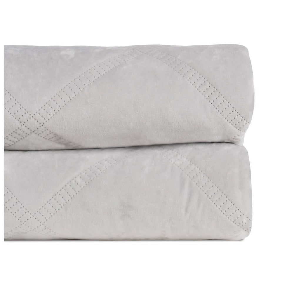 Krémový zamatový prešívaný pléd 230x260 cm – Ixia