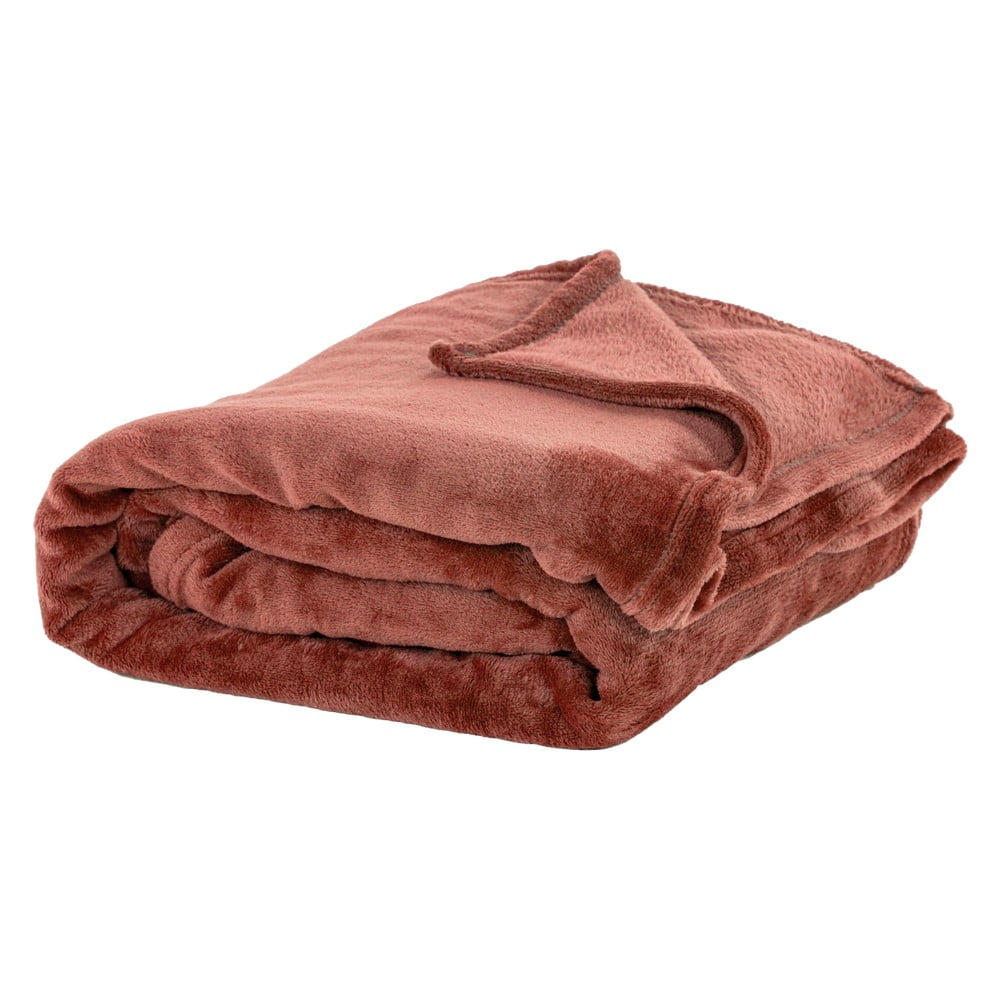 Mikroplyšový pléd v tehlovej farbe 220x240 cm Plaid – Tiseco Home Studio